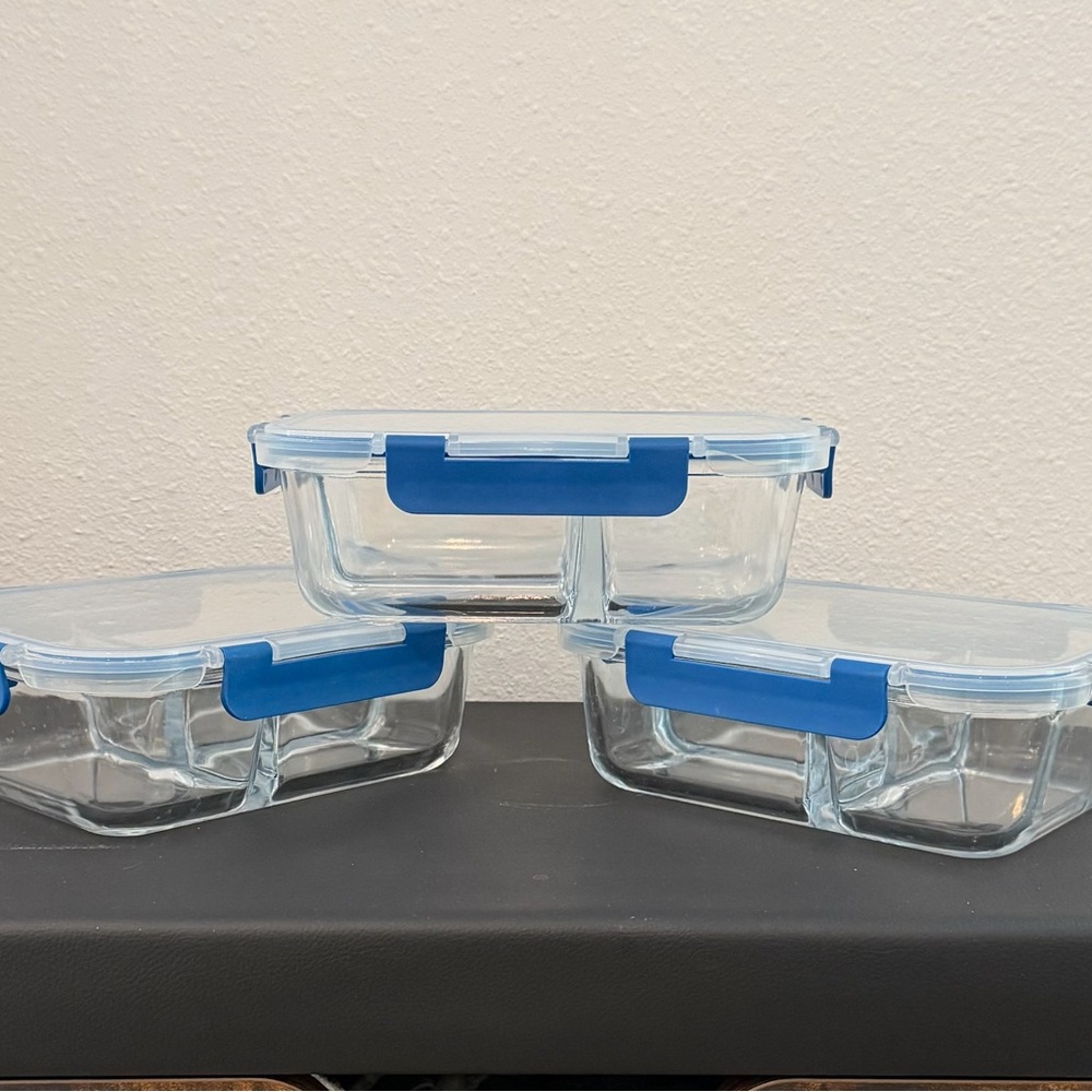 Blue Glass Food Storage Containers